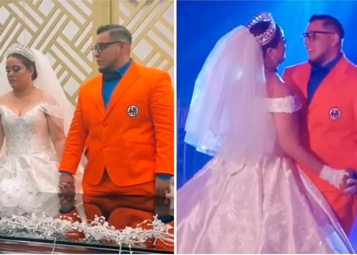 (+Vídeo) Hombre se casó con un traje inspirado en Gokú