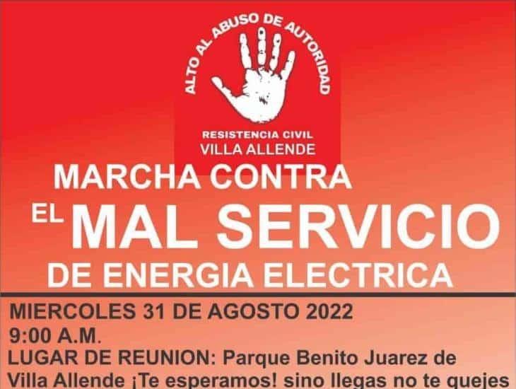 Convocan a nueva marcha para exigir mejor servicio de CFE