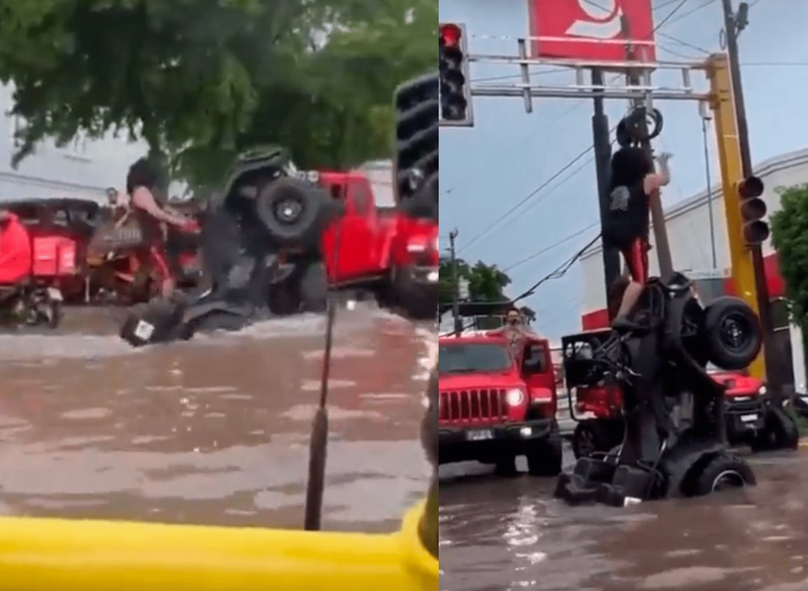 En Culiacán, aprovechan las inundaciones en las calles para jugar (+Video)