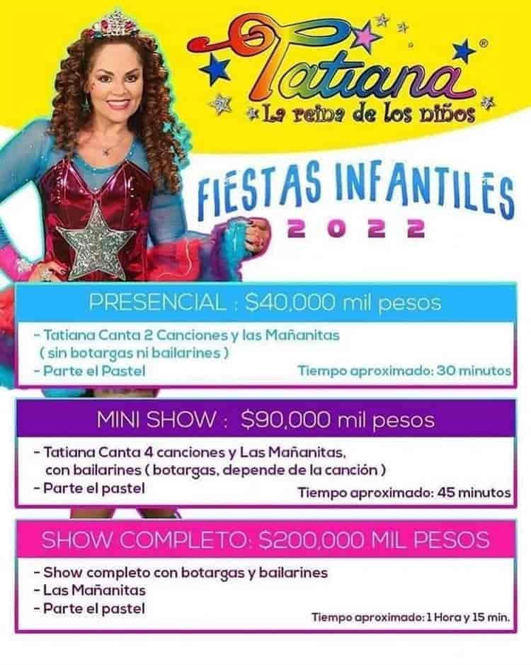 Sorprenden a internautas costos de los shows de Tatiana en tu fiesta