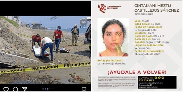 Era Cintamani; reconocen a mujer hallada muerta en playa de Boca del Río