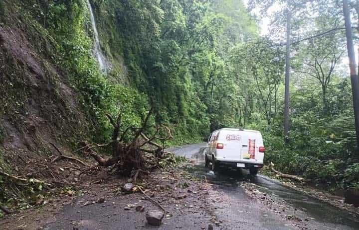 Fuertes lluvias provocan deslaves en la carretera a Coscomatepec, Veracruz