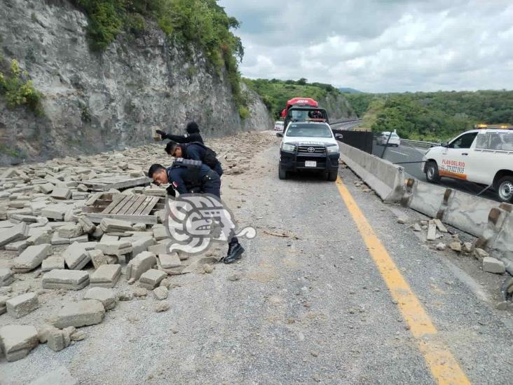 ¡Se quedó sin frenos! Vuelca tráiler en libramiento de Plan del Río