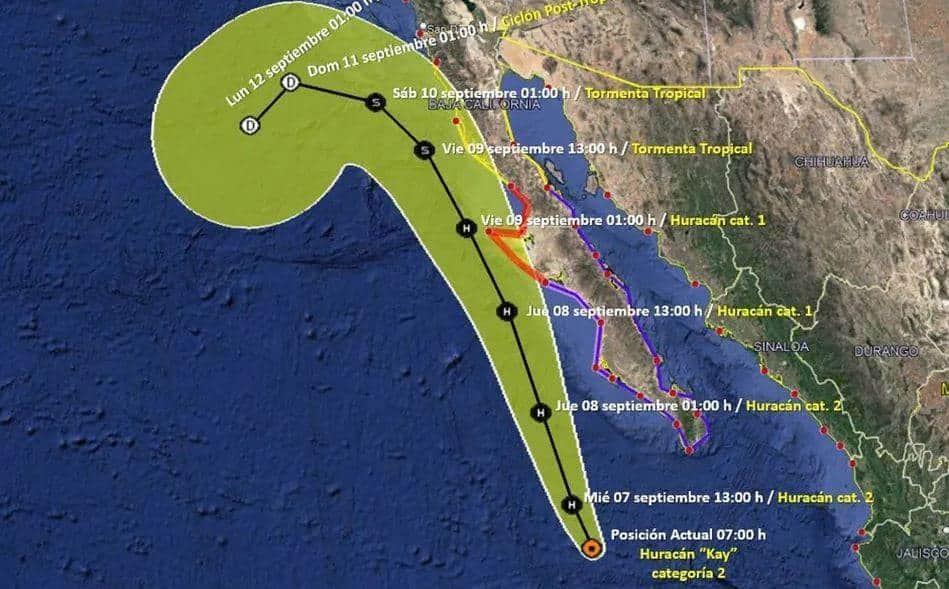 ¡Ya es categoría 2! Huracán Kay se intensifica en Baja California Sur