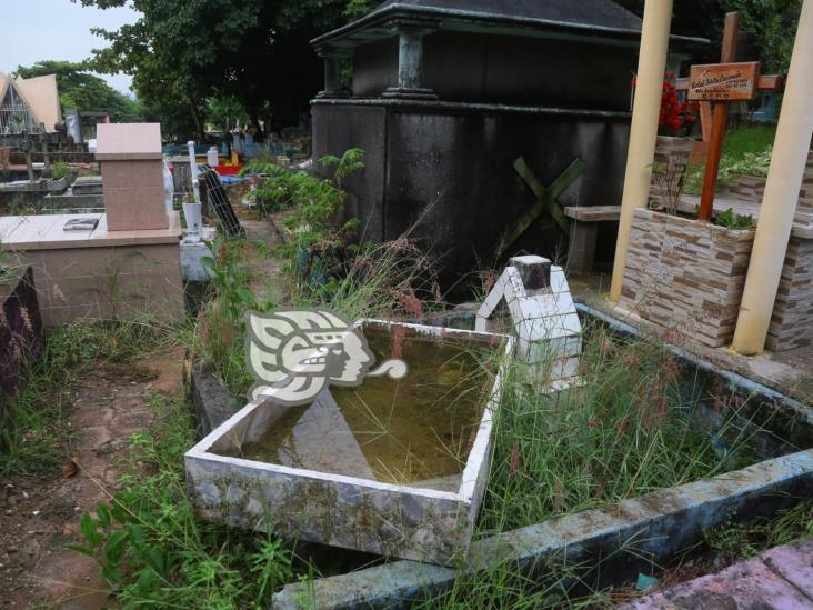 El antiguo panteón lleno de maleza y criadero de mosquitos