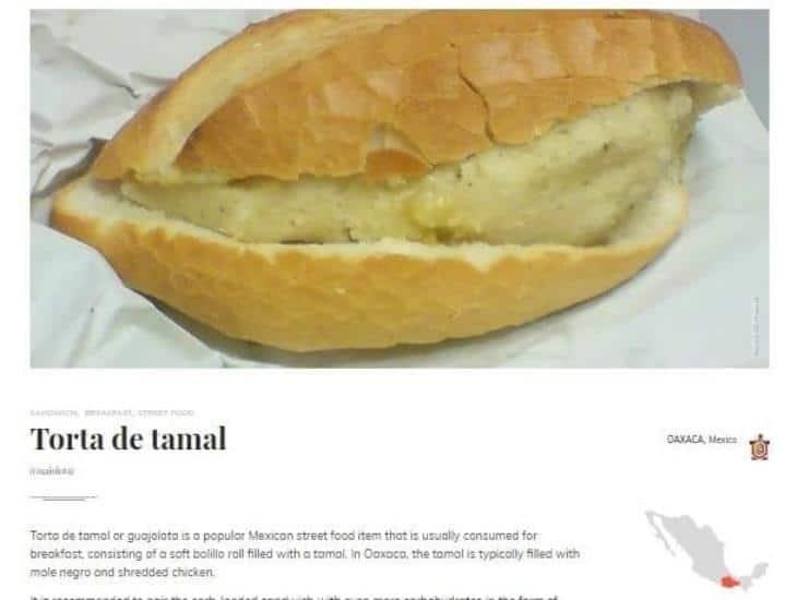 Torta de tamal, entre las 10 peores comidas del mundo