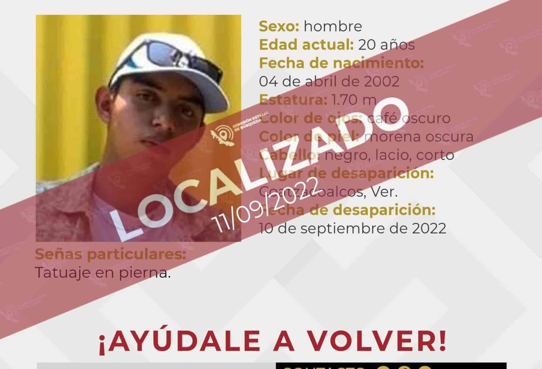 Localizan a joven reportado como desaparecido en Coatzacoalcos