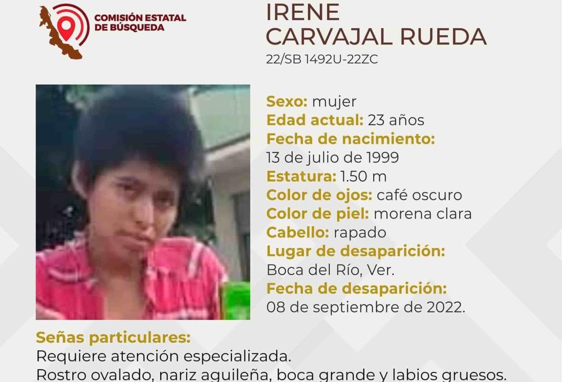 Irene desapareció en Boca del Río; necesita atención especializada