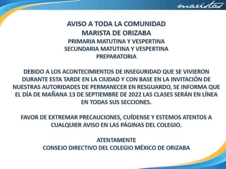 Suspenden clases planteles de Orizaba por hechos de inseguridad