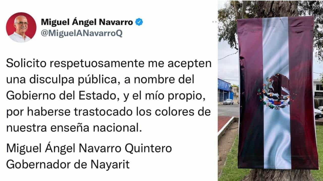 Cambian colores de bandera en actos cívicos en Nayarit; gobernador ofrece disculpas