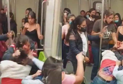 A dos de tres caídas, riñen mujeres en el metro de la Ciudad de México (Video)