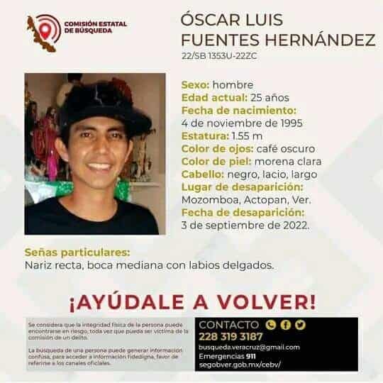 Desaparece joven de Actopan; familiares lo buscan