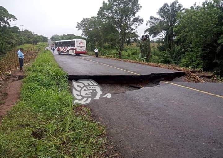 Reparan corte carretero en el tramo Acayucan-Catemaco (+Video)