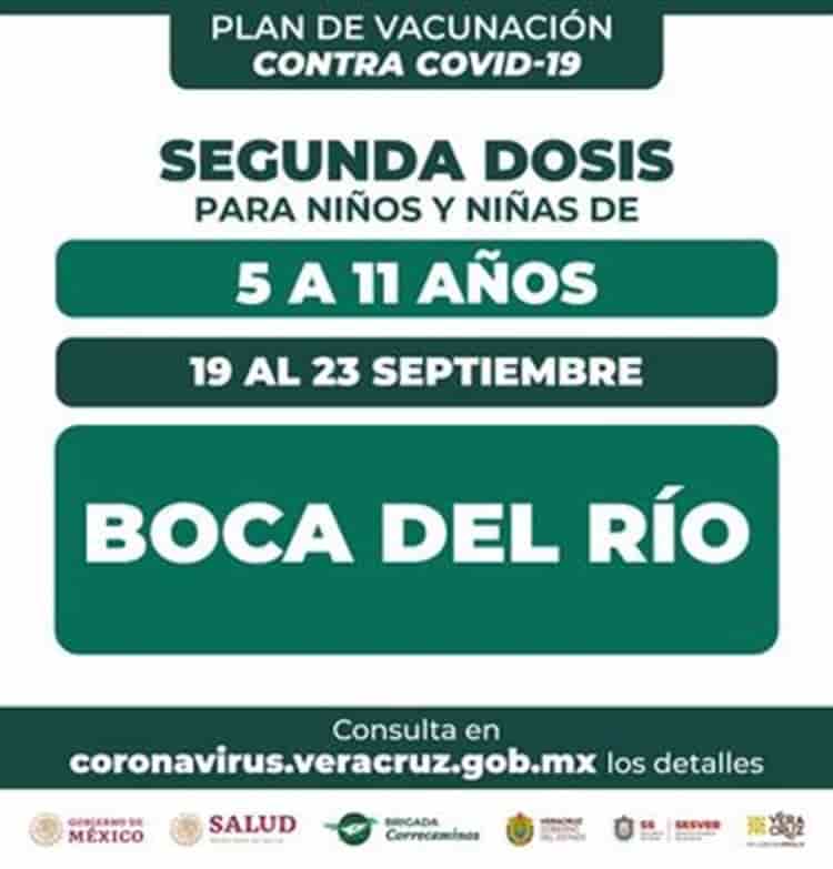 ¡Atento! Segunda dosis vs covid a niños de 5 a 11 años en Xalapa, Veracruz y Boca