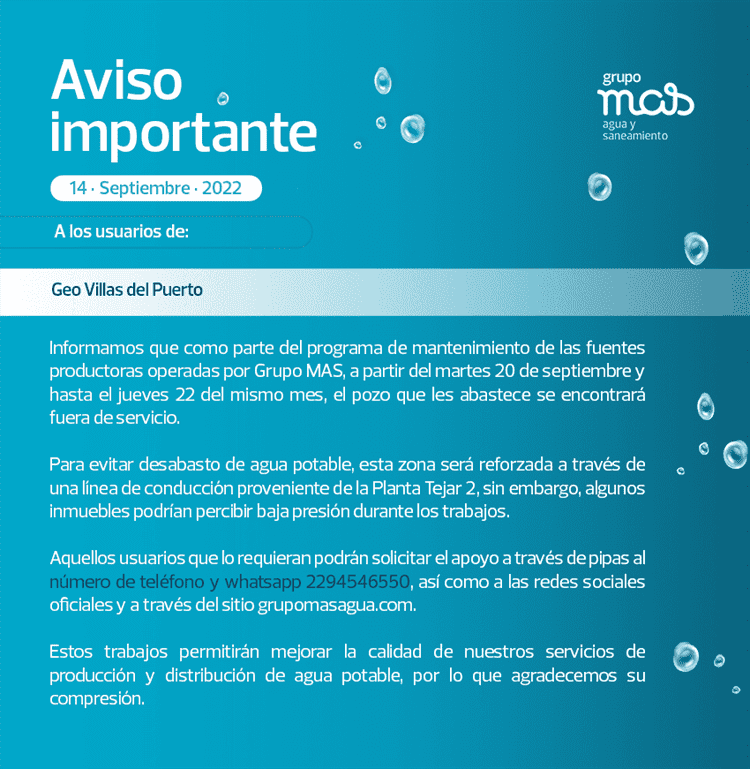 ¡Entérate! Esta colonia de Veracruz no tendrá agua hasta el 22 de septiembre