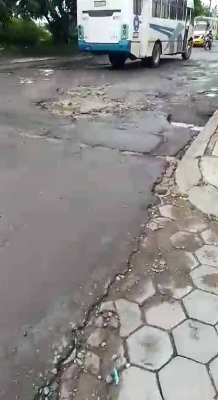 ¡Hay más hoyos que calles! Se forman enormes baches en Lomas 4 en Veracruz