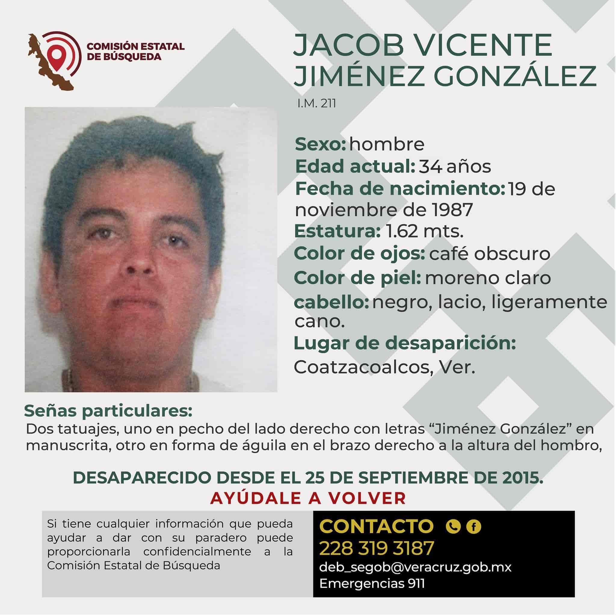 Continúa la búsqueda de Jacob Vicente, desaparecido en Coatzacoalcos desde el 2015