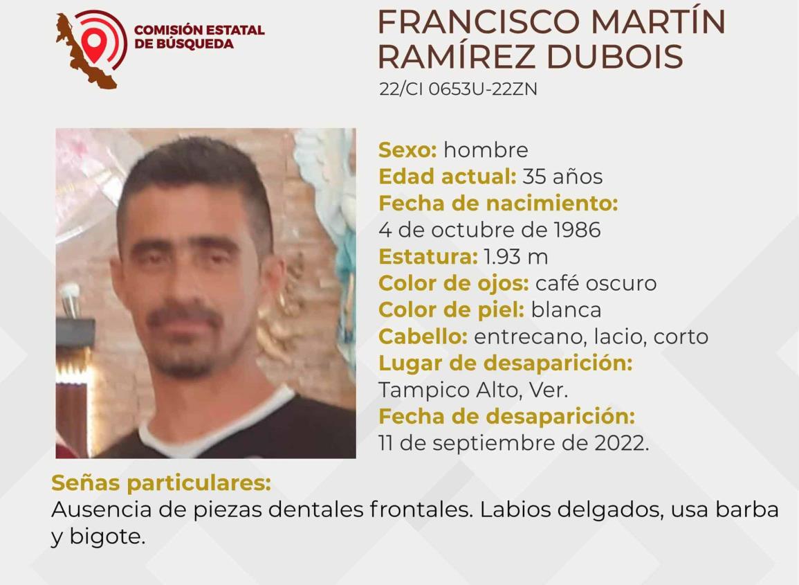 Buscan a Francisco Martín Ramírez; desapareció en Tampico Alto