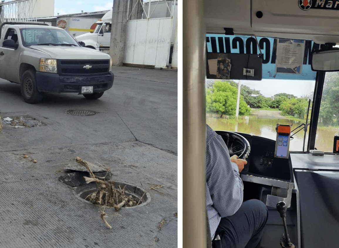 Registros sin tapa y calles encharcadas aquejan a ciudadanos en Veracruz