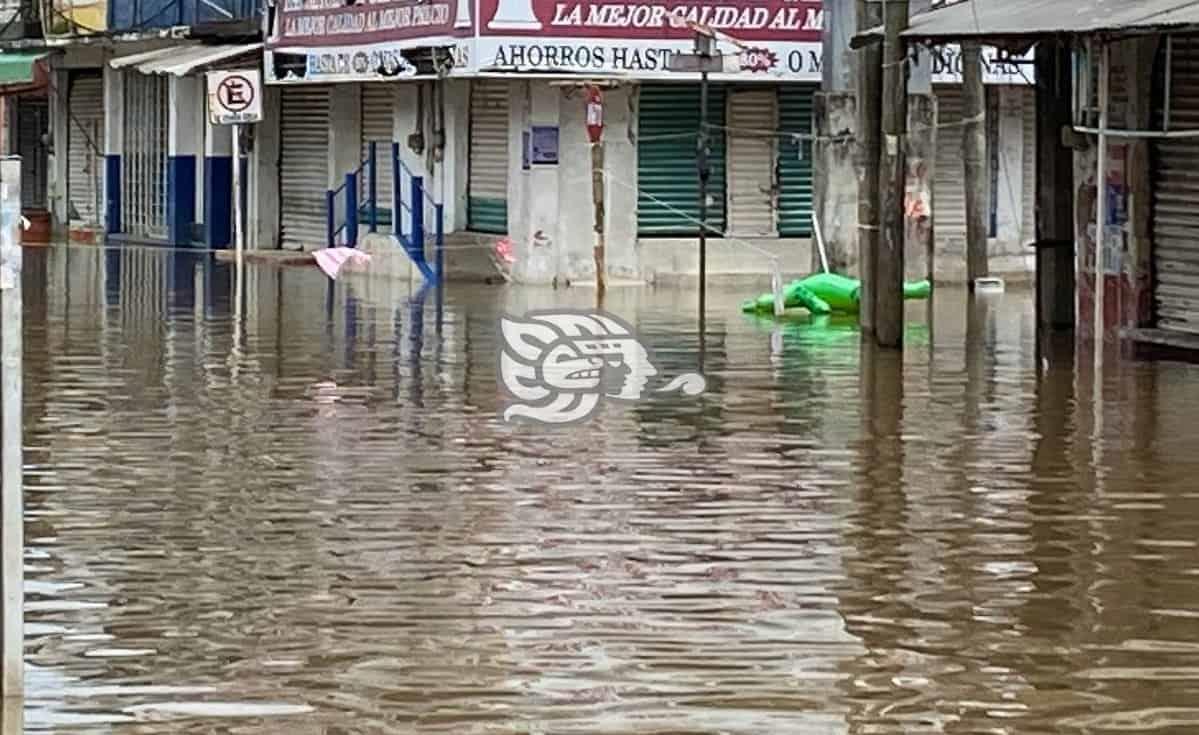 Entre canoas y cocodrilos calles anegadas en Minatitlán