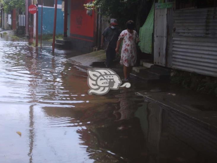 Lluvias provocan encharcamientos en colonias bajas de Coatzacoalcos