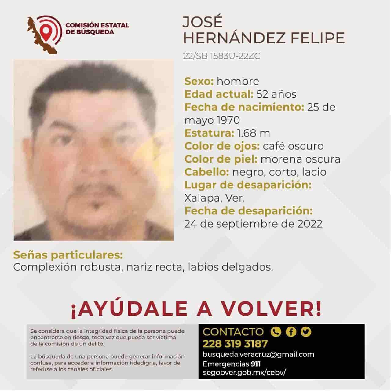 ¿Lo has visto? José Hernández desapareció en Xalapa; lo busca su familia