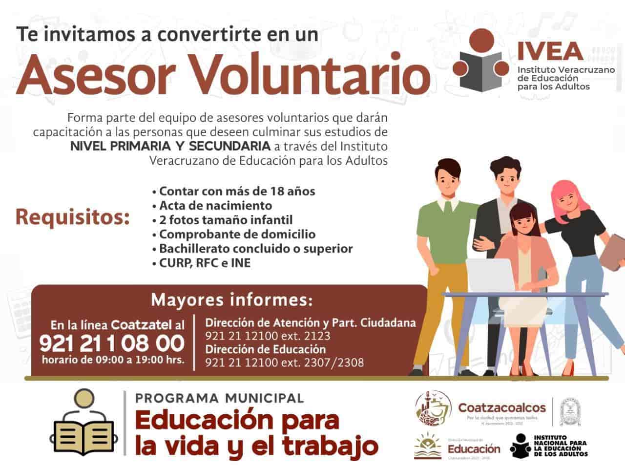 Gobierno de Coatzacoalcos y el IVEA buscan asesores voluntarios