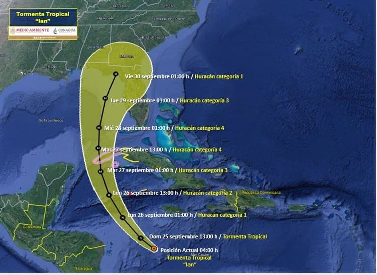 Huracán “Ian” evoluciona a categoría 2, dejará fuertes lluvias en 4 estados: Conagua