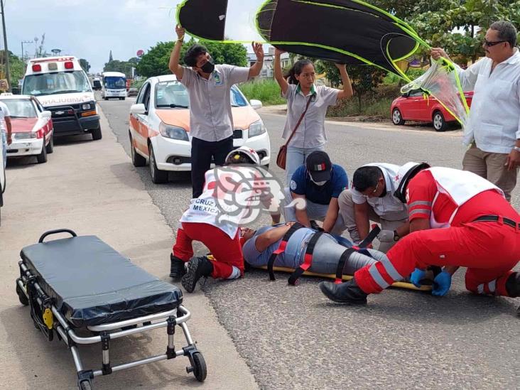 Derrapa joven motociclista en Acayucan 