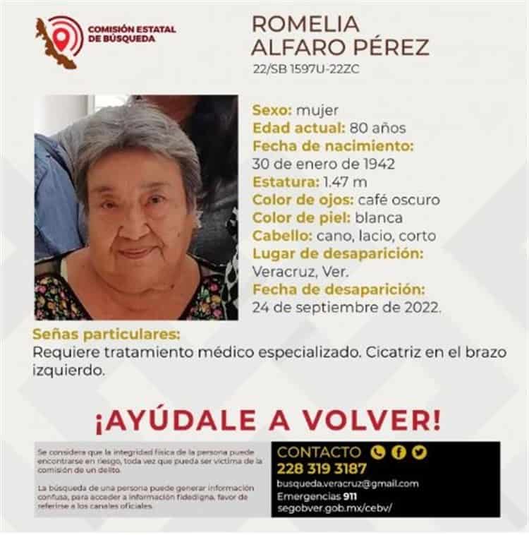 Adulto mayor lleva 3 días desaparecida en la ciudad de Veracruz, ayúdala a volver