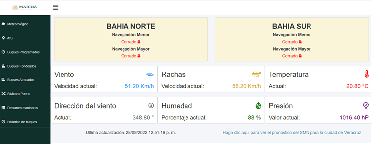 Por norte, cierran navegación mayor y menor en el puerto de Veracruz