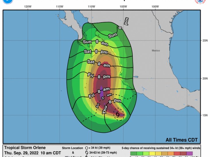 Tormenta Orlene amenaza costas de Jalisco y Colima