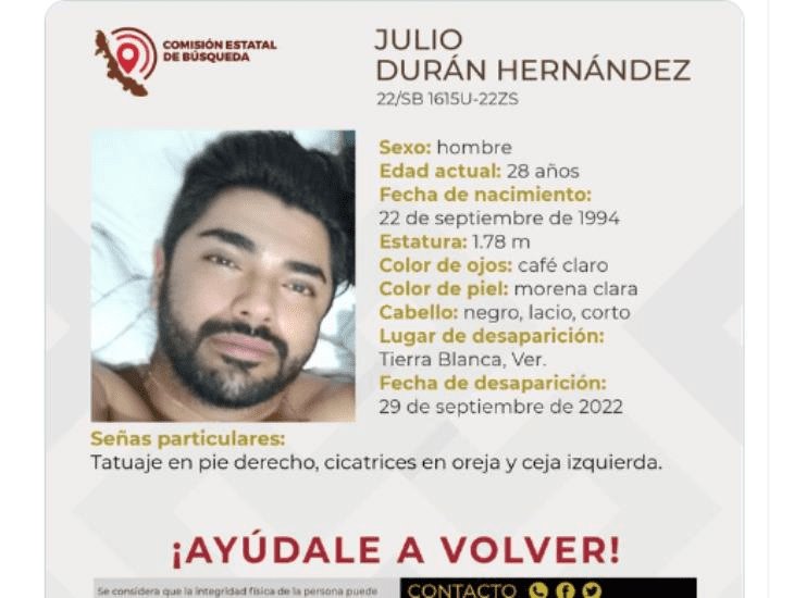 Buscan a Julio en Tierra Blanca Veracruz