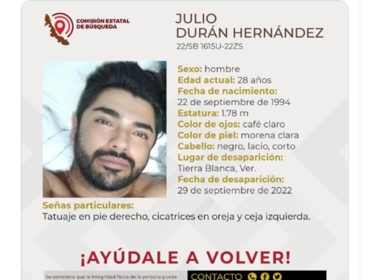 Buscan a Julio en Tierra Blanca Veracruz