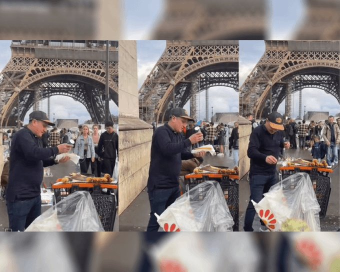 Joven vende elotes en la Torre Eiffel y se viraliza (+Vídeo)