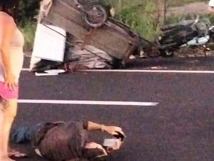 Motociclista que circulaba en sentido contrario ocasiona accidente en Cardel