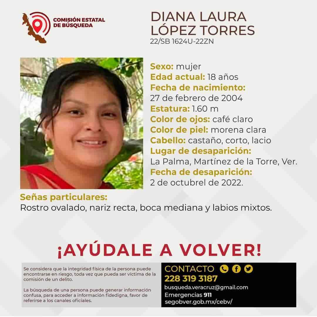 ¡Buscan a Diana Laura! Desapareció en Martínez de la Torre