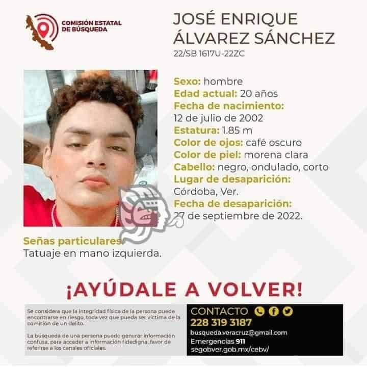 Desaparece joven cordobés, tiene 20 años de edad