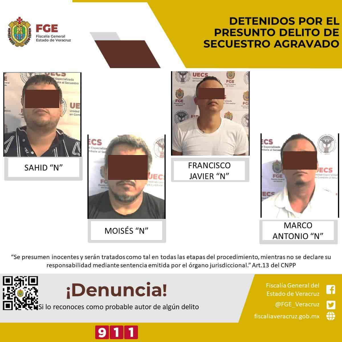 Detienen a cuatro presuntos secuestradores en Poza Riza