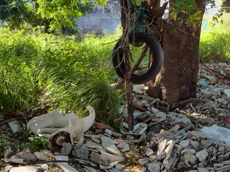 Ocupan lote baldío de Veracruz de basurero y guarida de vagos