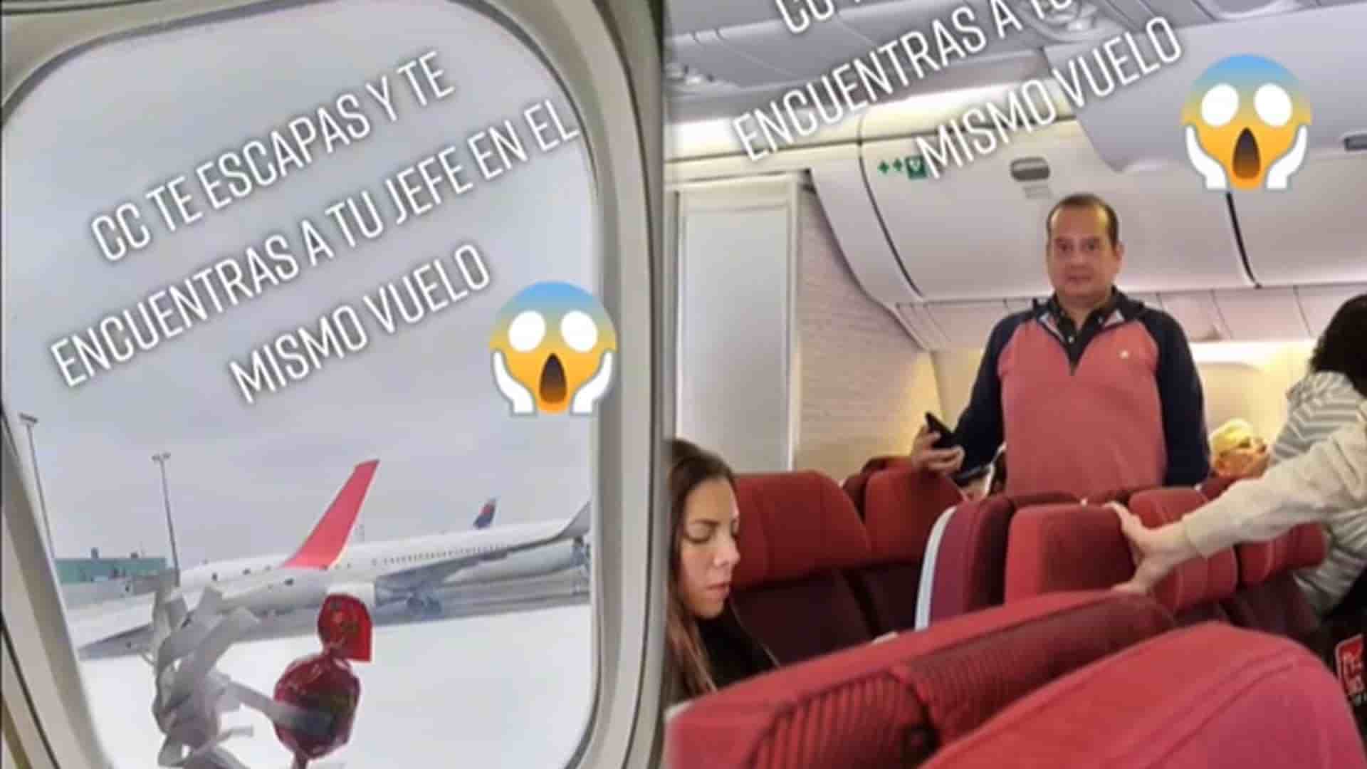 Se va de vacaciones sin permiso de su jefe y se lo encuentra en el avión (Video)