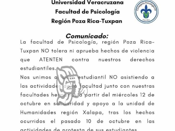 En Poza Rica también protestan estudiantes de la UV