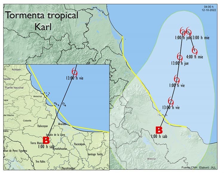 Centro de Karl impactaría entre Veracruz y Alvarado