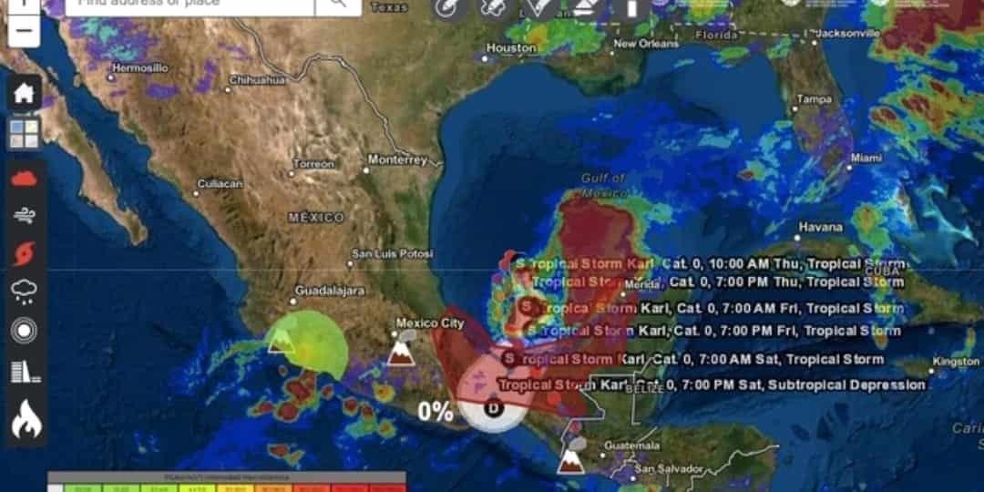 Karl se desplaza hacia el sureste; alerta, en riesgo bajo