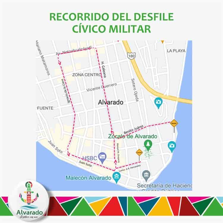 Realizarán desfile Cívico Militar por calles de Alvarado, Veracruz