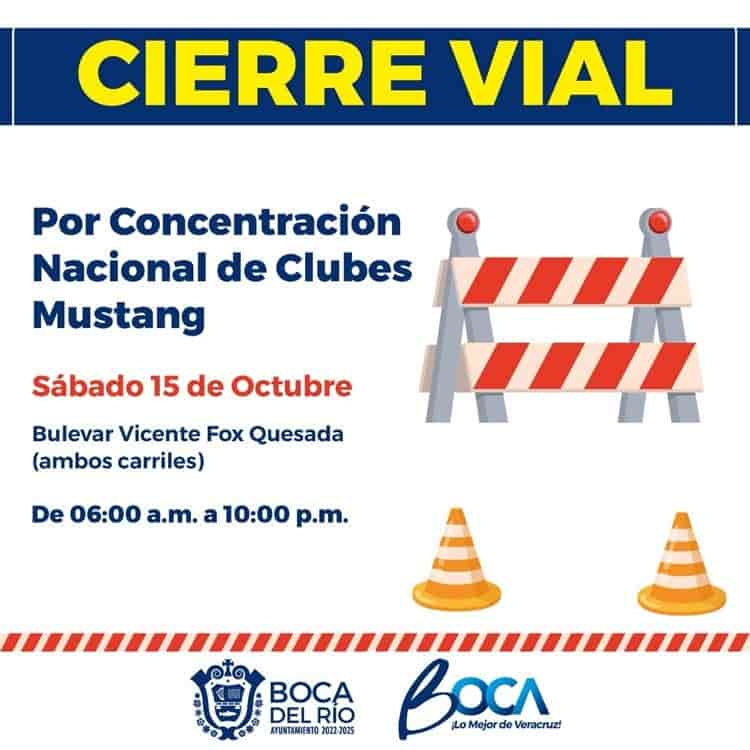 ¡Entérate! Cerrarán bulevar en Boca del Río este sábado por evento