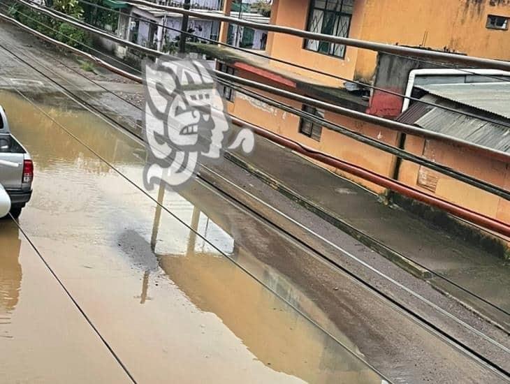 Aguas negras inundan esta colonia de Xalapa