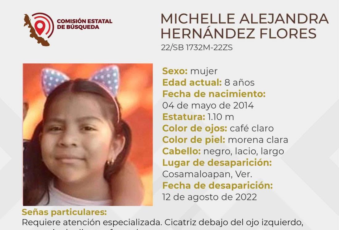 Buscan a Michelle de 8 años de edad en Cosamaloapan