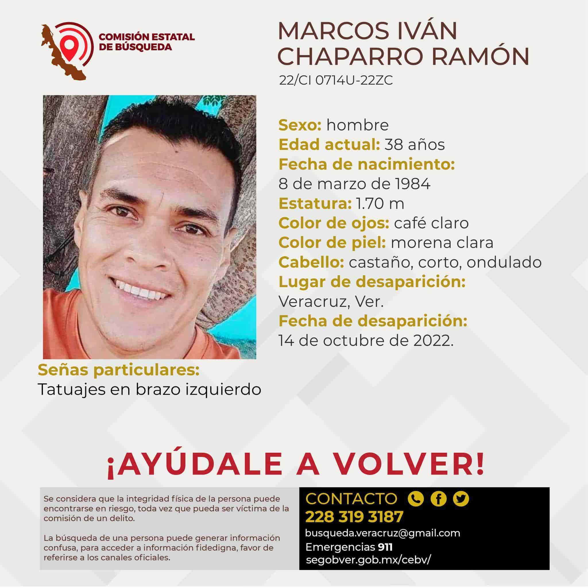 Buscan a Marcos Iván Chaparro, desapareció en Veracruz