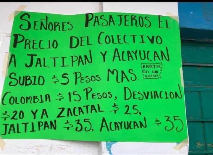 Aumenta 5 pesos servicio colectivo de taxis en Texistepec